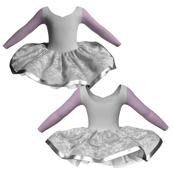 tutu danza maniche lunghe con inserto e copritulle in pizzo tui3004t