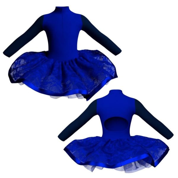 tutu danza maniche lunghe con inserto e copritulle in pizzo tui3095t