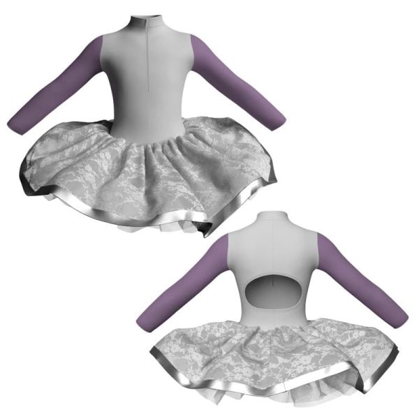 tutu danza maniche lunghe con inserto e copritulle in pizzo tui3095t4