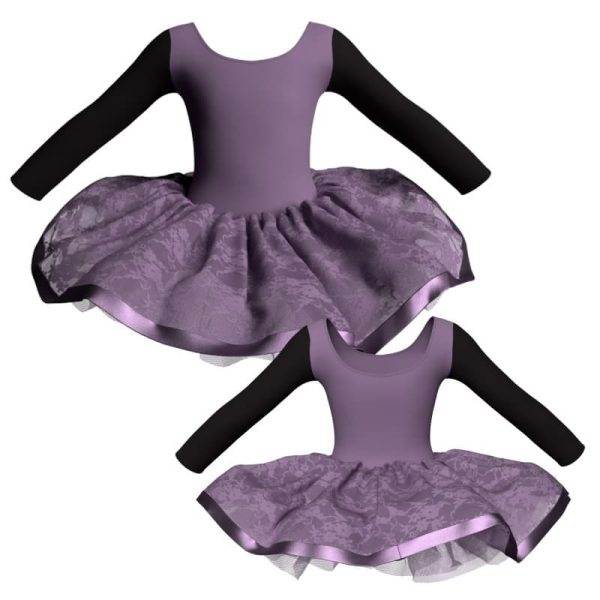 tutu danza maniche lunghe con inserto e copritulle in pizzo tui405t56