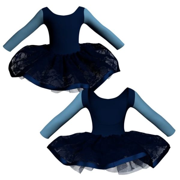 tutu danza maniche lunghe con inserto e copritulle in pizzo tui411t