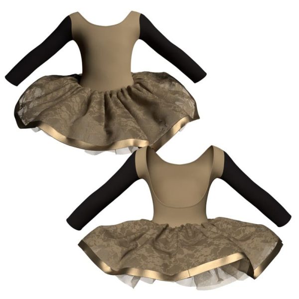 tutu danza maniche lunghe con inserto e copritulle in pizzo tui411t5