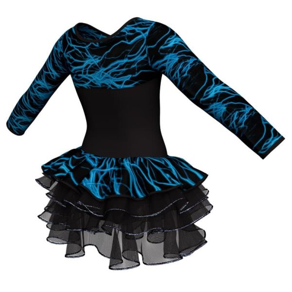 tutu danza maniche lunghe con inserto fantasia tuz101922