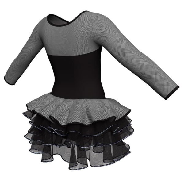 tutu danza maniche lunghe con inserto fantasia tuz101944