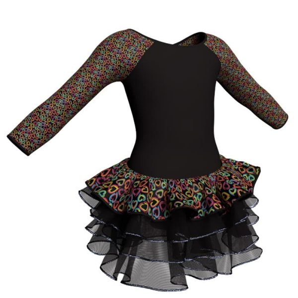 tutu danza maniche lunghe con inserto fantasia tuz2053333