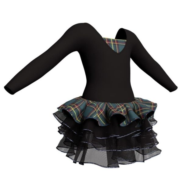 tutu danza maniche lunghe con inserto fantasia tuz253233