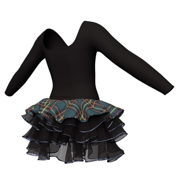 tutu danza maniche lunghe con inserto fantasia tuz253244