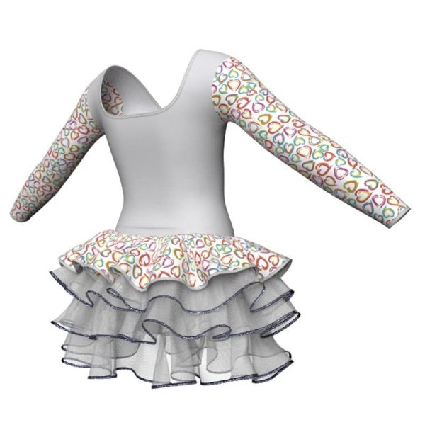 tutu danza maniche lunghe con inserto fantasia tuz2532t22