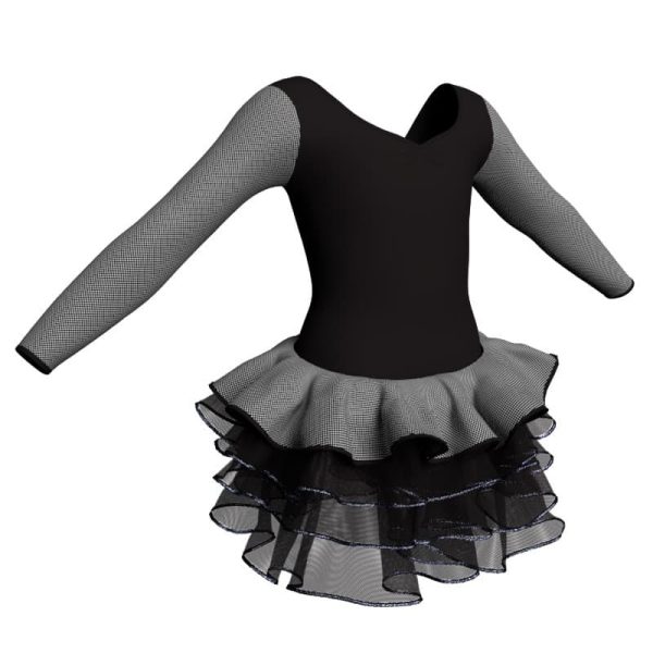 tutu danza maniche lunghe con inserto fantasia tuz3004t33