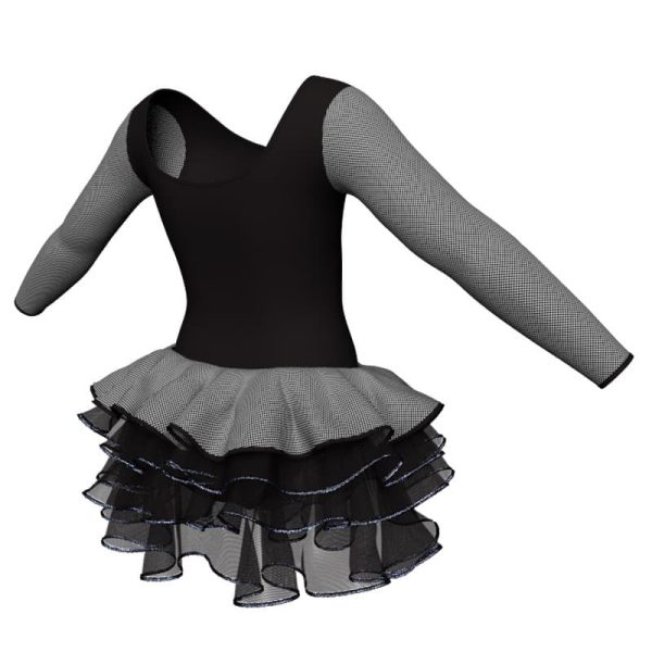 tutu danza maniche lunghe con inserto fantasia tuz3004t44