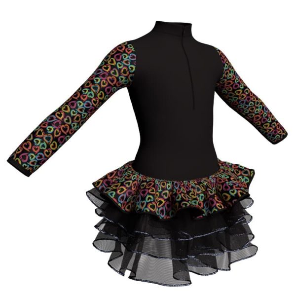 tutu danza maniche lunghe con inserto fantasia tuz3095t