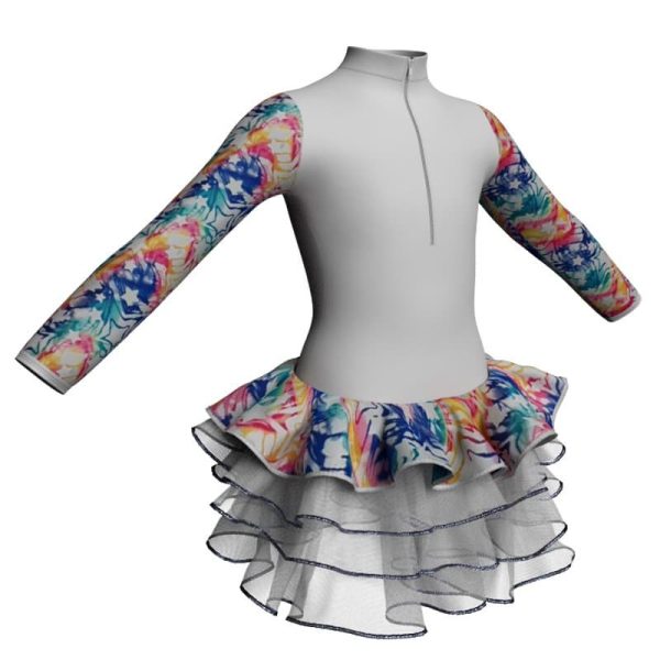 tutu danza maniche lunghe con inserto fantasia tuz3095t8