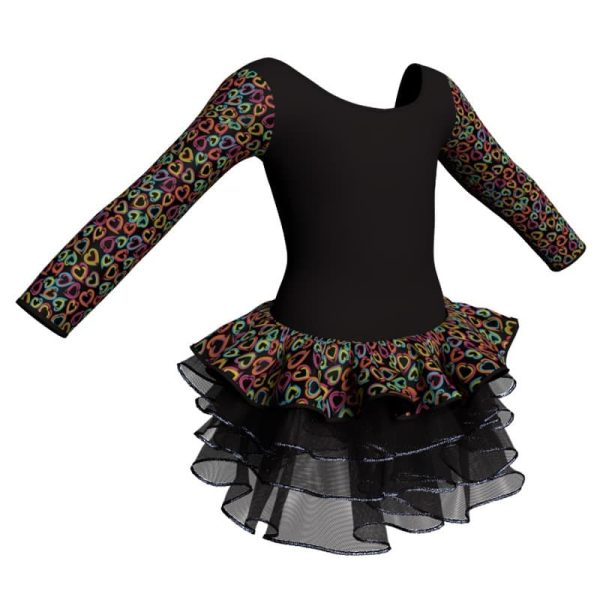 tutu danza maniche lunghe con inserto fantasia tuz411t33