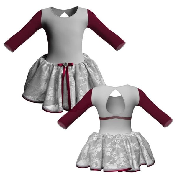 tutu danza maniche lunghe con inserto in rete o pizzo tup10211