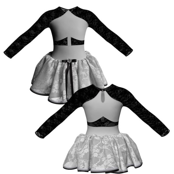 tutu danza maniche lunghe con inserto in rete o pizzo tup113