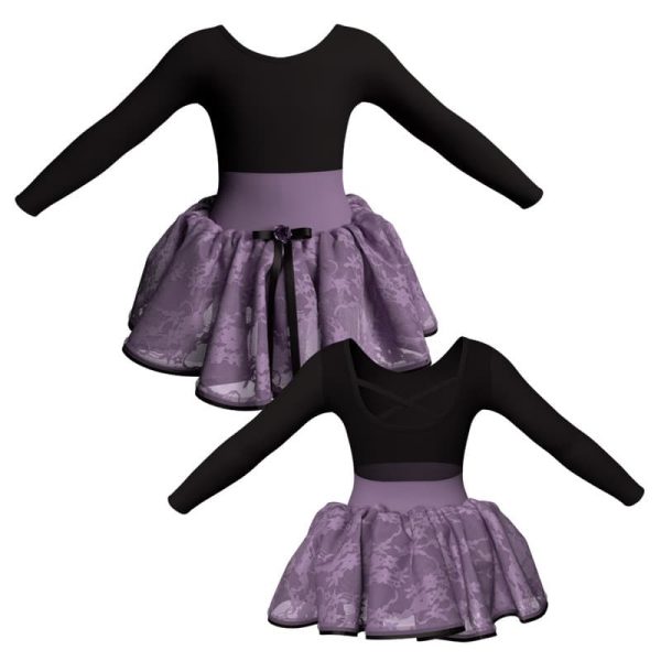 tutu danza maniche lunghe con inserto in rete o pizzo tup22822