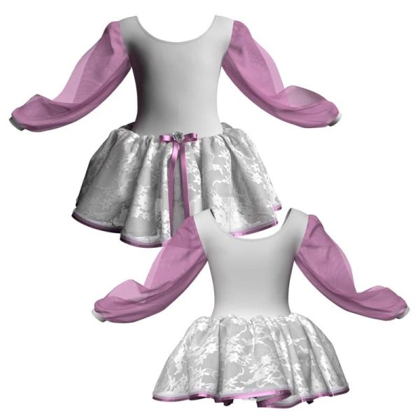 tutu danza maniche lunghe con inserto in rete o pizzo tup2633