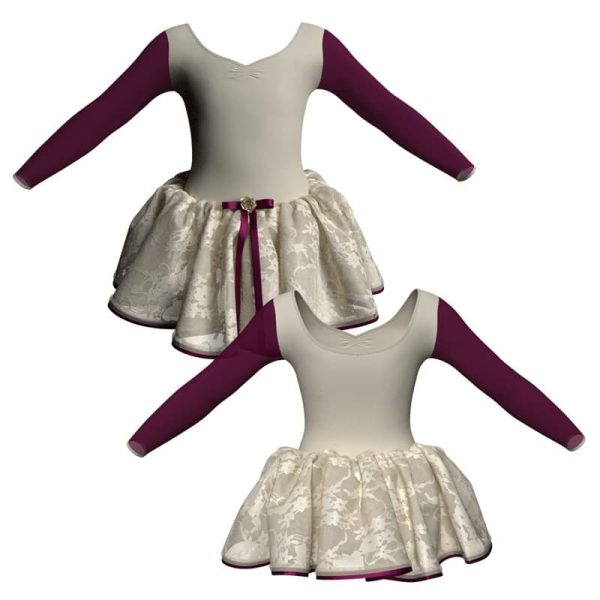 tutu danza maniche lunghe con inserto in rete o pizzo tup3004t