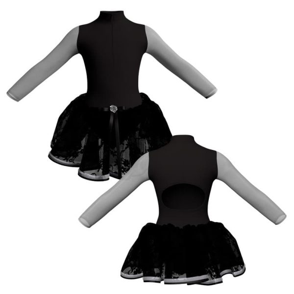 tutu danza maniche lunghe con inserto in rete o pizzo tup3095t