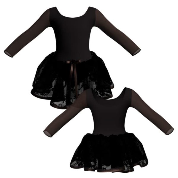 tutu danza maniche lunghe con inserto in rete o pizzo tup405t111 1