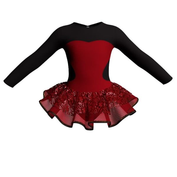 tutu danza maniche lunghe con inserto sk1001lcs110