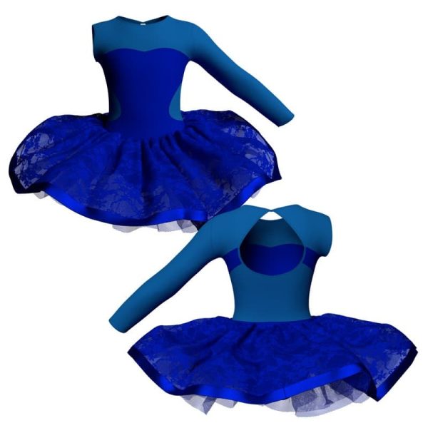 tutu danza monospalla con inserto e copritulle in pizzo tui110sst