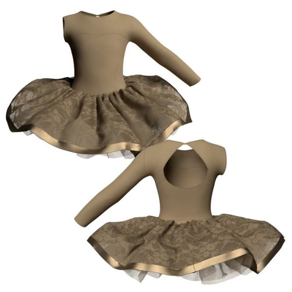 tutu danza monospalla con inserto e copritulle in pizzo tui110sst6