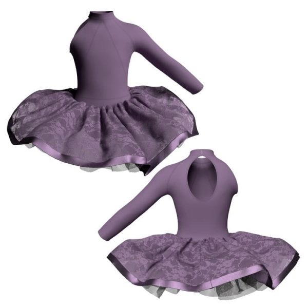 tutu danza monospalla con inserto e copritulle in pizzo tui119sst66