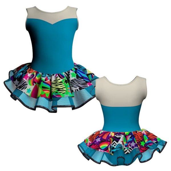 tutu danza senza maniche con copritulle fantasy tuc1019t