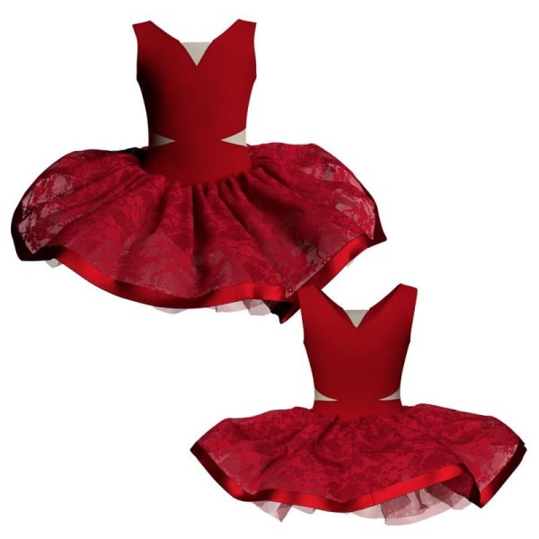 tutu danza senza maniche con inserto e copritulle in pizzo tui115sst