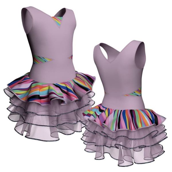 tutu danza senza maniche con inserto fantasia tuz115sst