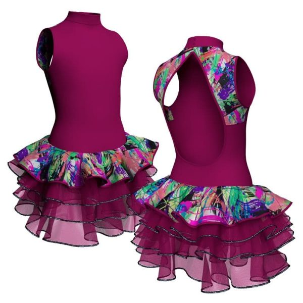 tutu danza senza maniche con inserto fantasia tuz510t