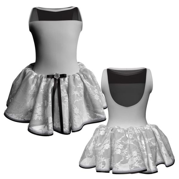 tutu danza senza maniche con inserto in rete o pizzo tup3012