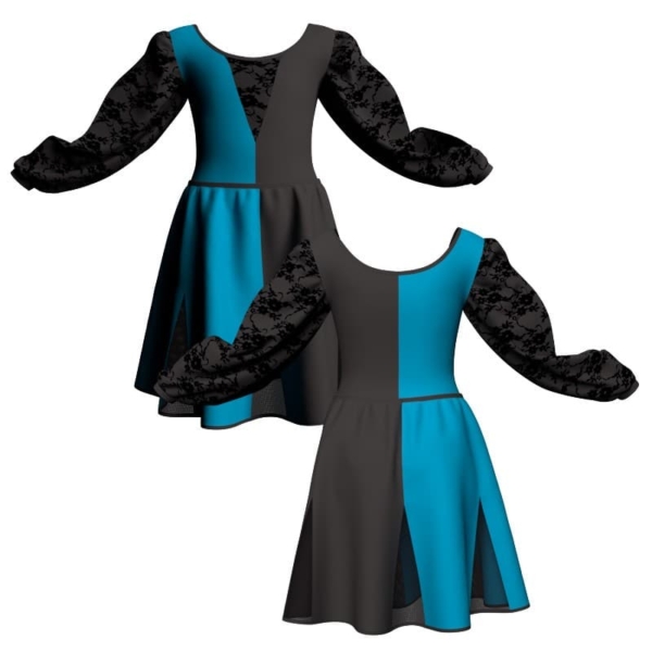 vestito danza bicolore maniche lunghe con inserto belen pro vef26331