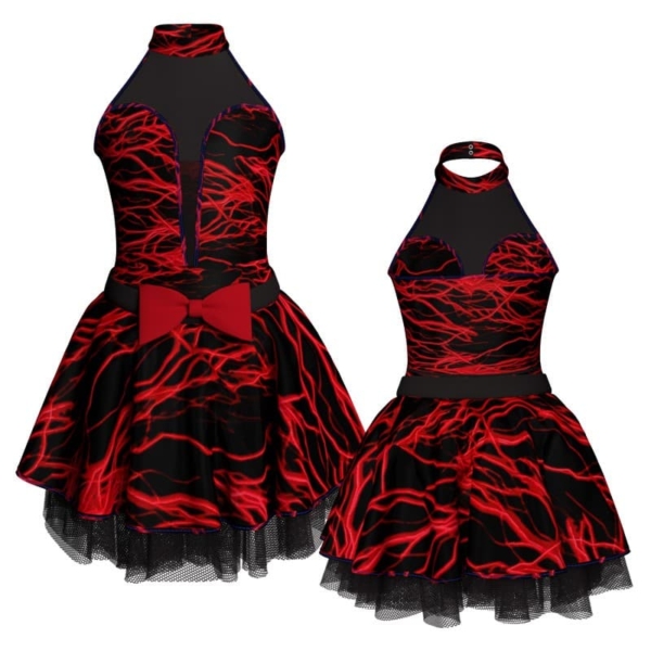 vestito danza in lycra fantasy scollo americana con inserto vev118