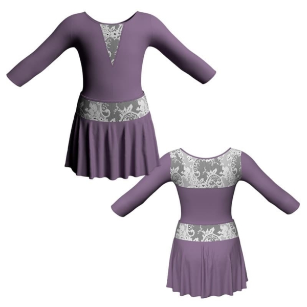 vestito danza maniche 3 4 con inserto belen pro vec116