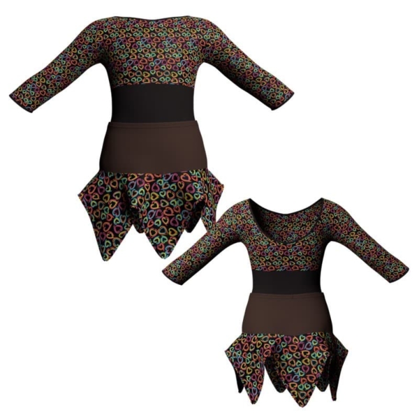 vestito danza maniche 3 4 con inserto fantasia vel128