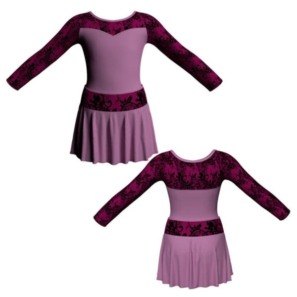 vestito danza maniche lunghe con inserto belen pro vec10191