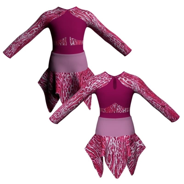 vestito danza maniche lunghe con inserto in lycra stampata vek113