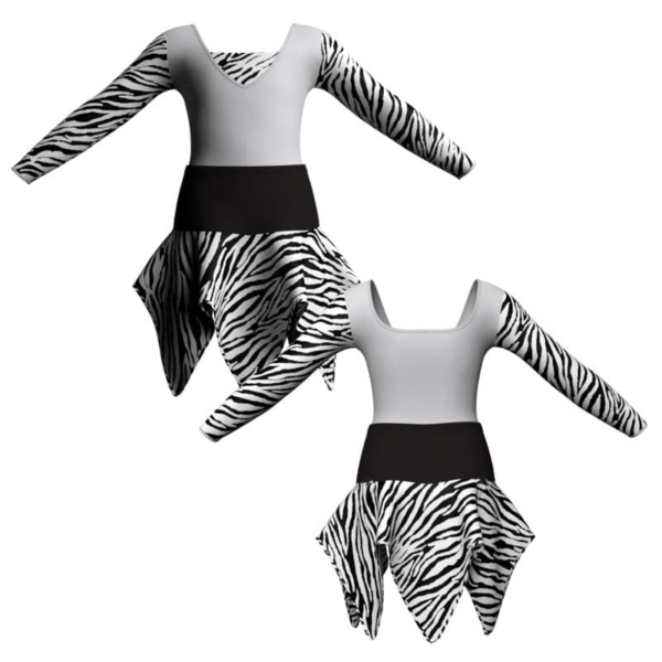 vestito danza maniche lunghe con inserto in lycra stampata vek2532t1