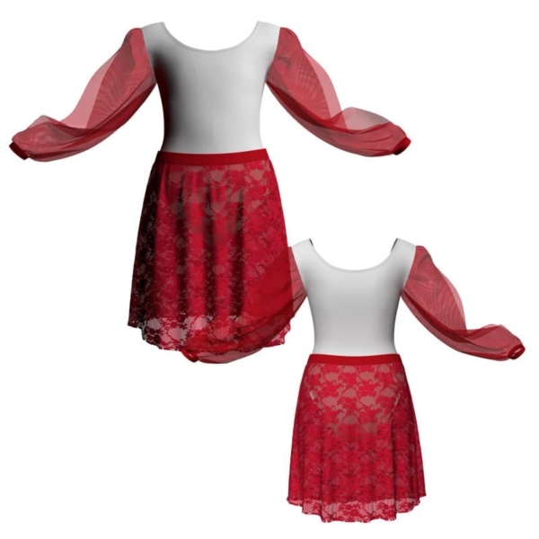 vestito danza maniche lunghe con inserto in rete o pizzo vea26331