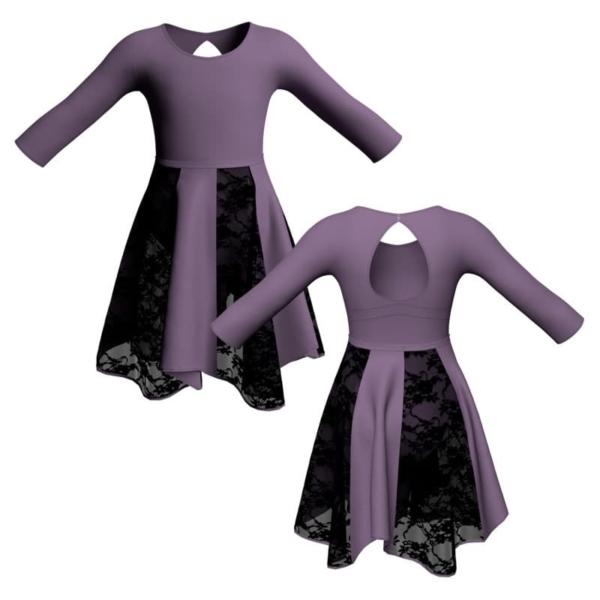 vestito danza maniche lunghe con inserto veo102