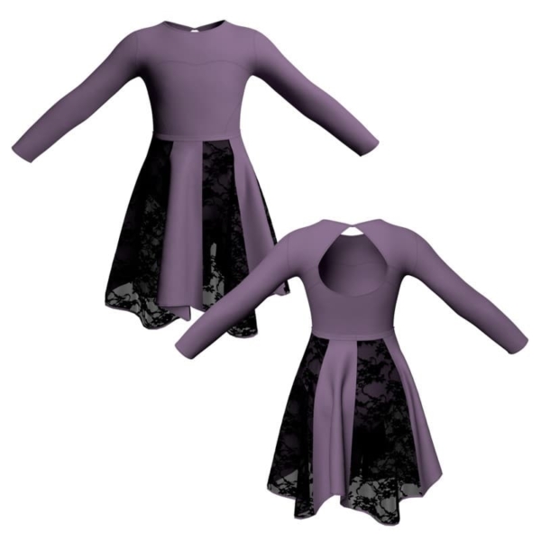 vestito danza maniche lunghe con inserto veo110