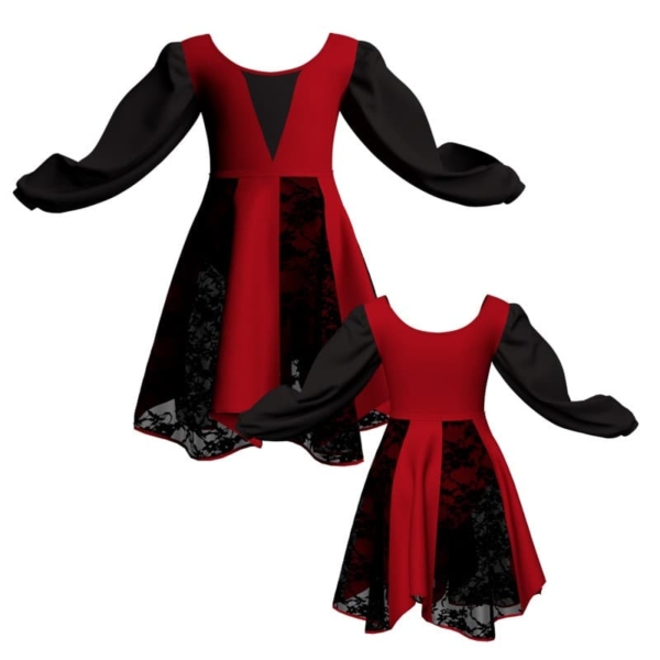 vestito danza maniche lunghe con inserto veo2633