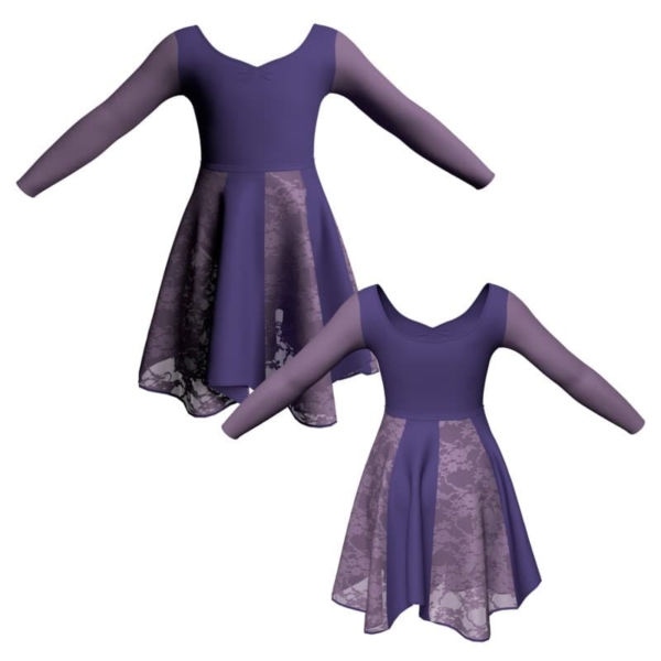 vestito danza maniche lunghe con inserto veo3004t