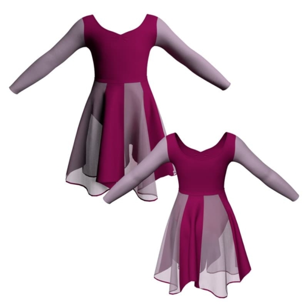 vestito danza maniche lunghe con inserto veo3004t1