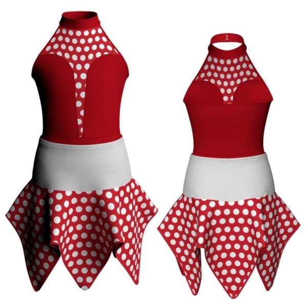 vestito danza scollo americana con inserto in lycra stampata vek1181