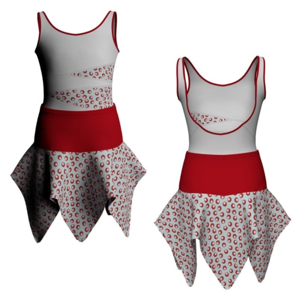 vestito danza senza maniche con inserto in lycra stampata vek120